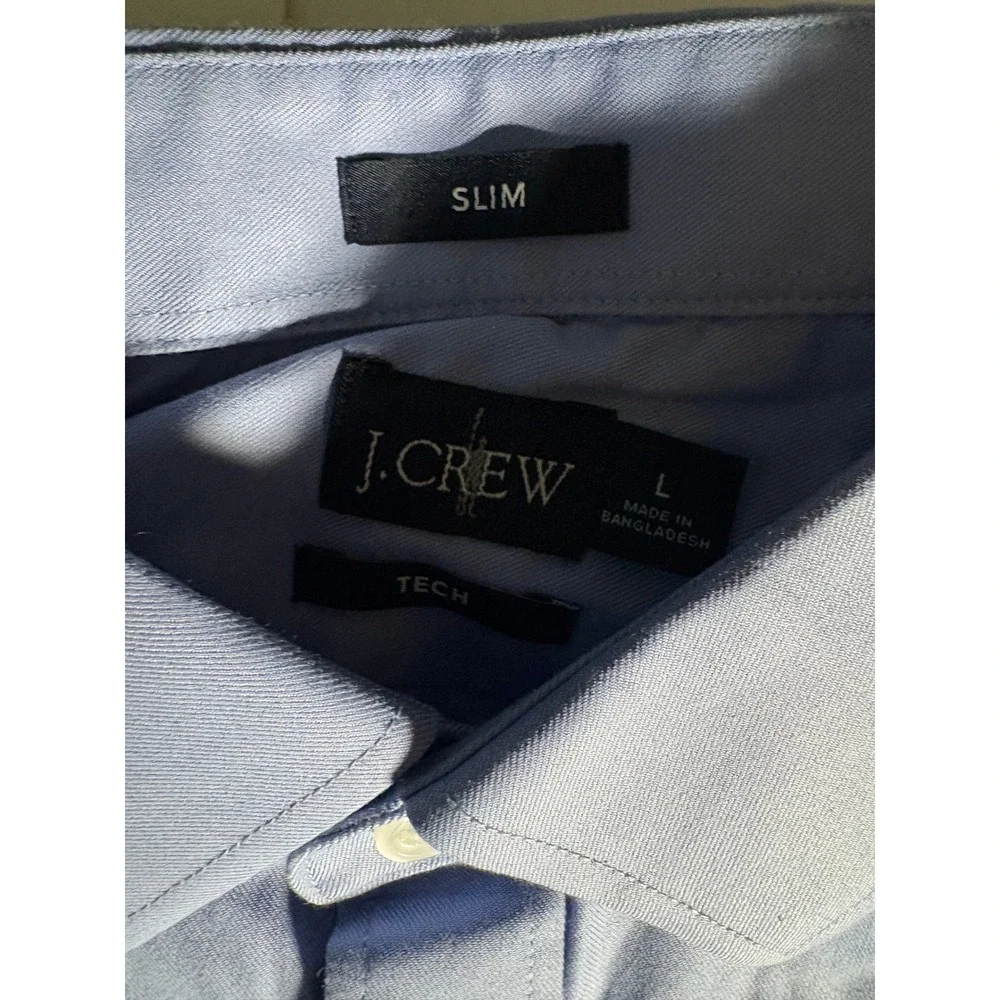 J.Crew‎ Tech Slim Fit Dress Shirt Mens Large Blue Button Up Stretch